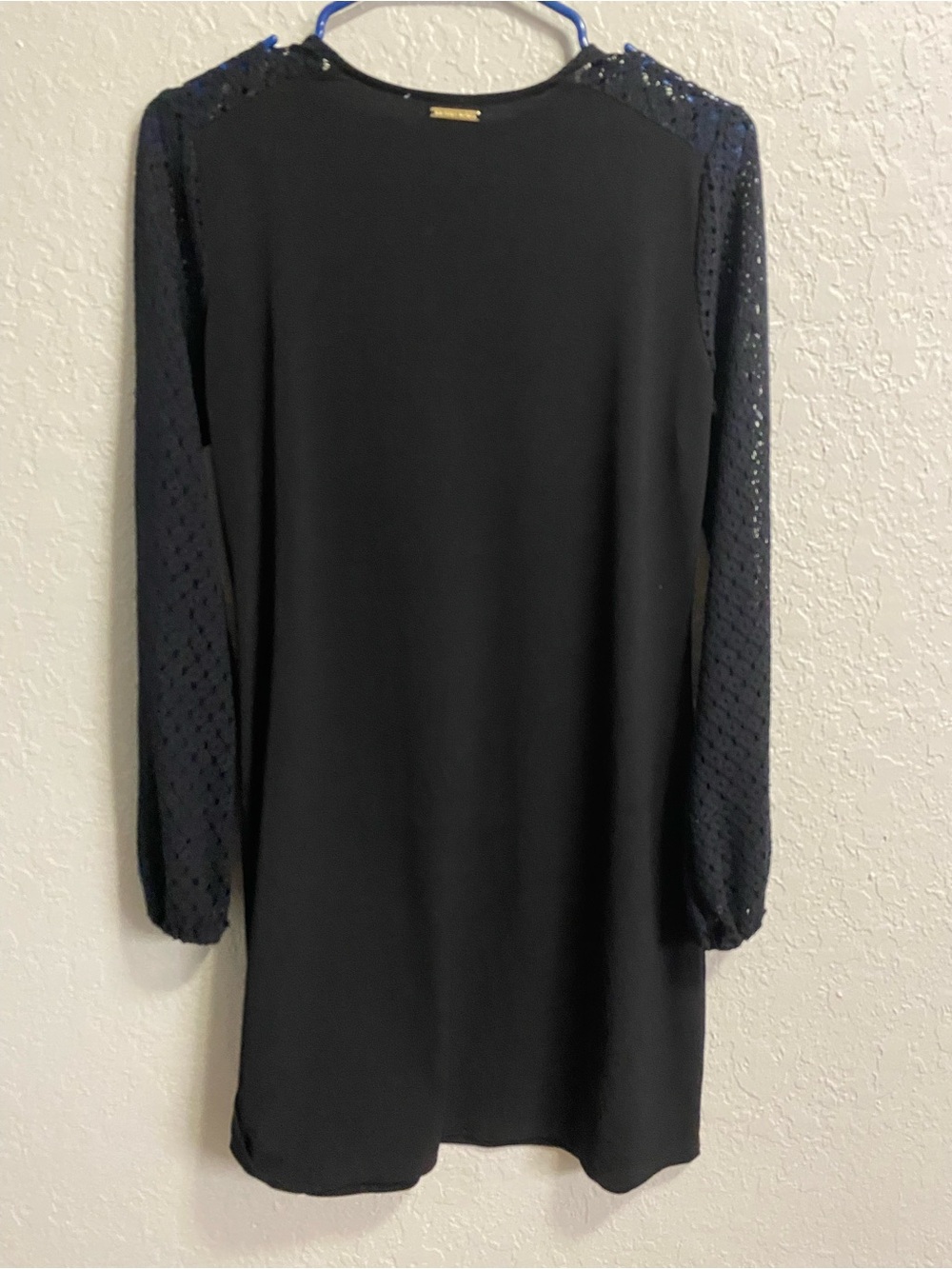 Michael Kors Black Mini Dress with Lace-Detail Sleeves, missing inside label - Picture 5 of 7